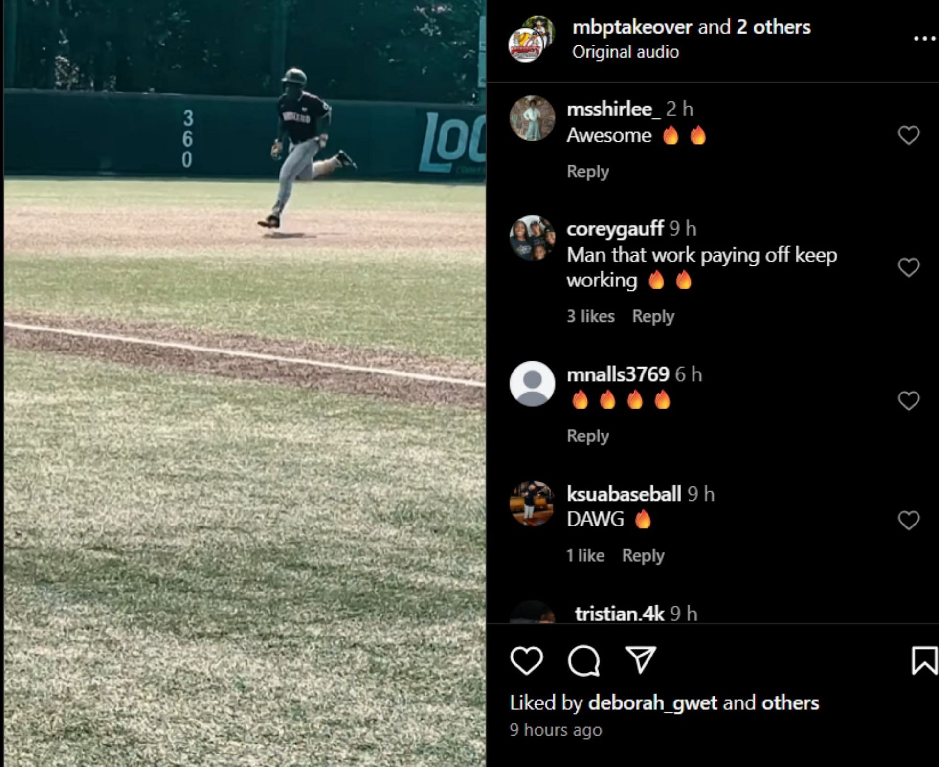 Corey Gauff reacts to his son's feat; Instagram - @mbptakeover